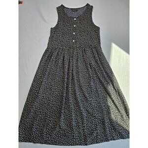 Requirements Sleeveless Black Floral Maxi Dress Large Cottage Core Pearl Buttons